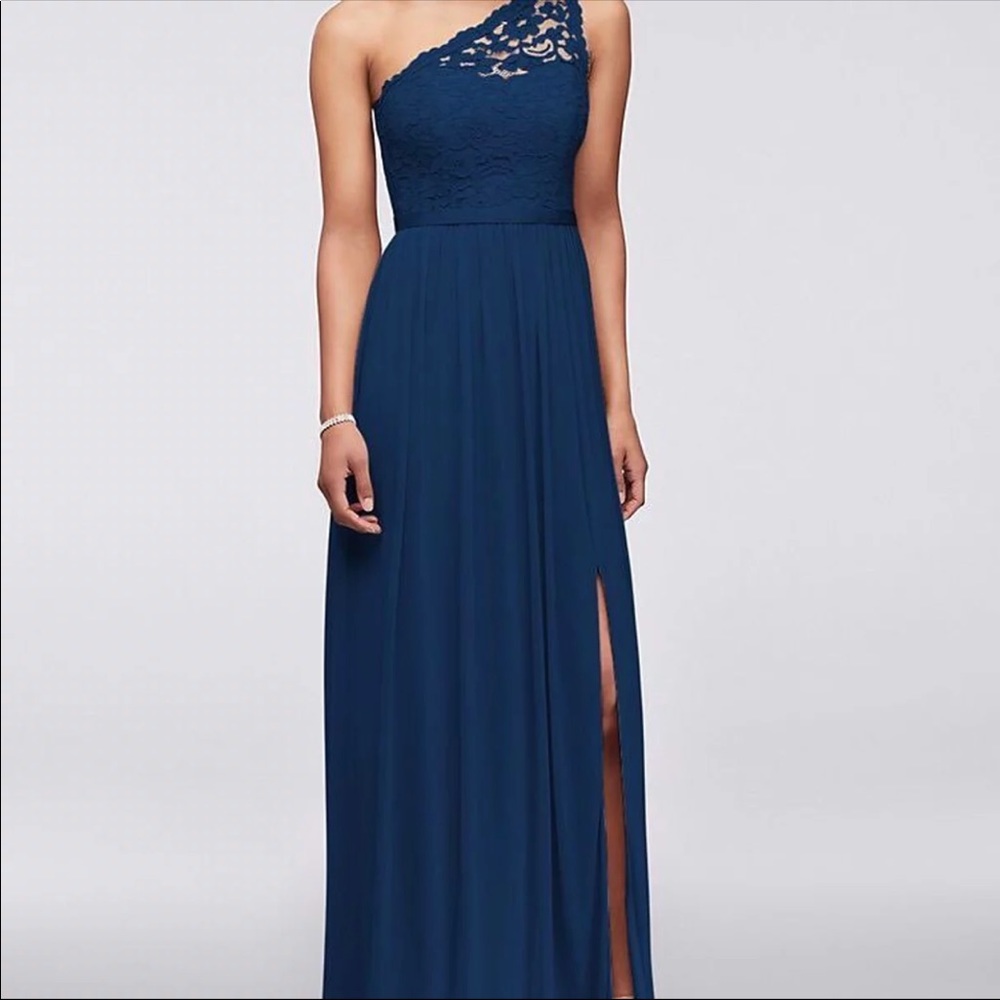 Marine David’s bridal floor length dress